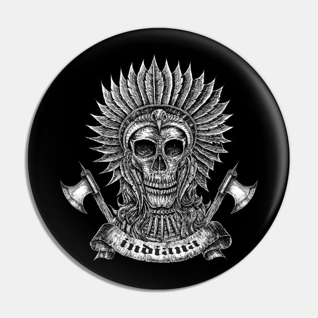 Skull Indian Pin by HornArt