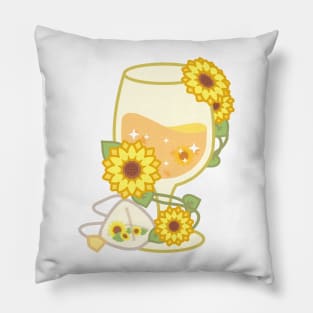 Yellow Sparkling Sunflower Herbal Tea in a Glass Goblet Pillow