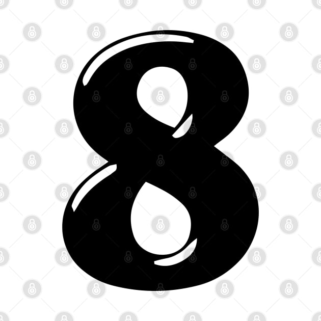 Number 8 in 3d font text style by Spinkly