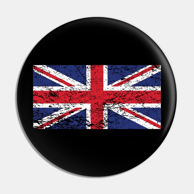 UK flag distressed Pin by Illustratorator