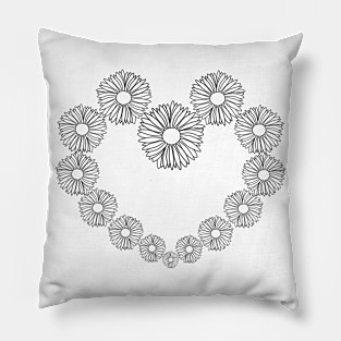 Flower Heart Minimalistic Line Art Pillow