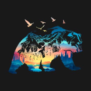 Bear Nature Outdoor Mountains Forest Trees Bear Wildlife T-Shirt