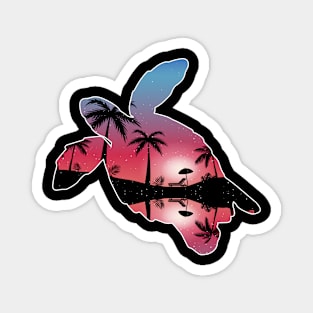 Turtle Beautiful Sunset Beach Palm Tree Magnet