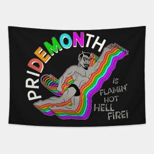 Pride Month Demon Is Flamin' Hot Hell Fire! Tapestry