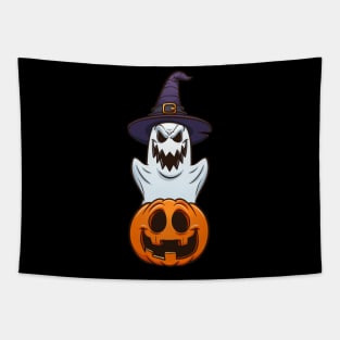 Halloween ghost and pumpkin Tapestry