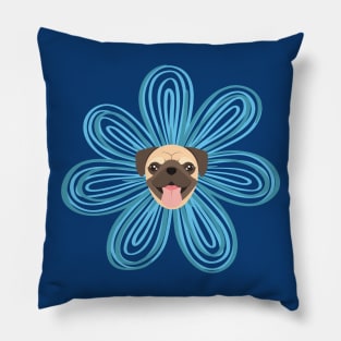 Pug Dog in Flower Head Pillow