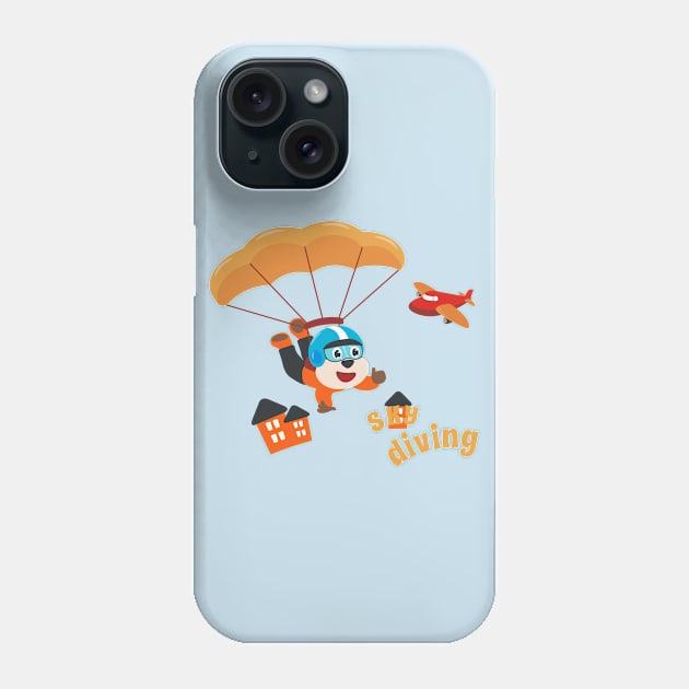 Vector illustration of a cute skydiver. Phone Case by KIDS APPAREL