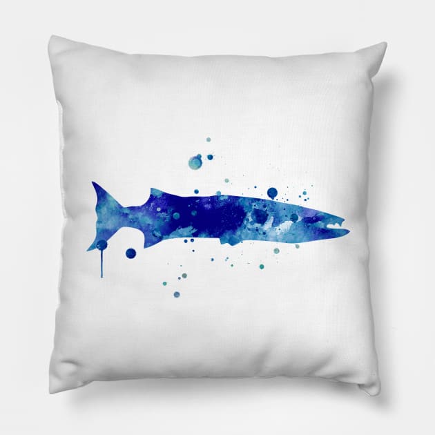 Barracuda Watercolor Painting Pillow by Miao Miao Design