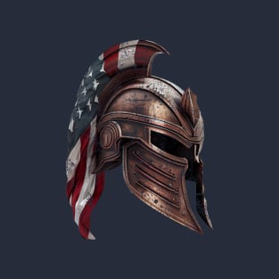 Spartan Helmet with an American Flag T-Shirt