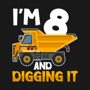 Kids Eight 8yr 8th Birthday Construction Boy 8 Years Old T-Shirt