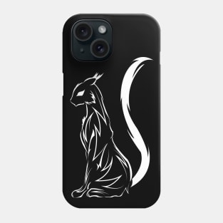 white tribal cat tattoo Phone Case