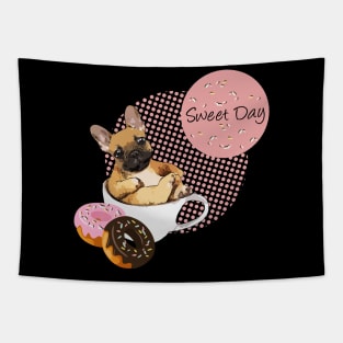 french bulldog coffee and donuts Tapestry