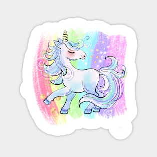 Magic fairy blue unicorn with rainbow Magnet