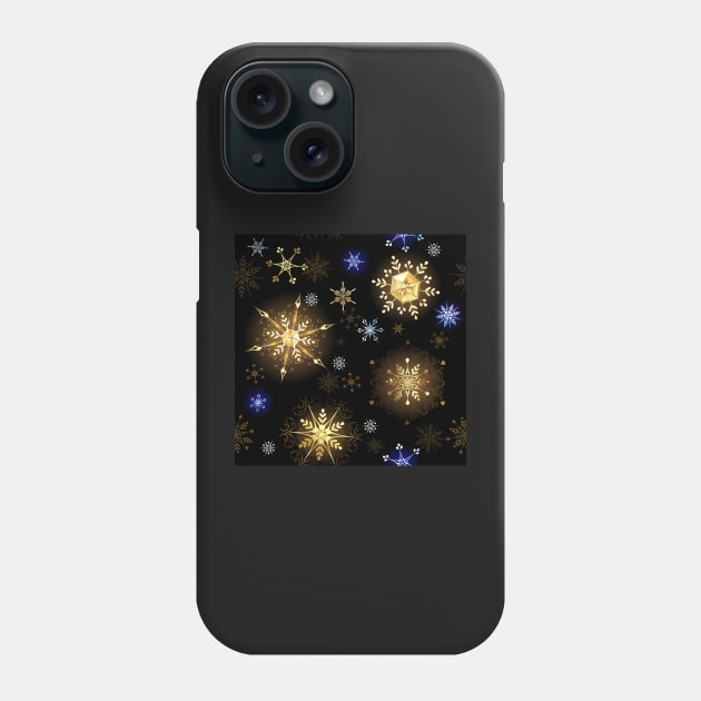 Seamless with Golden Snowflakes Phone Case by Blackmoon9