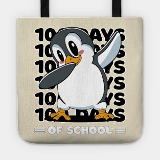 100 Days of school typography featuring a Dabbing Penguin #3 Tote