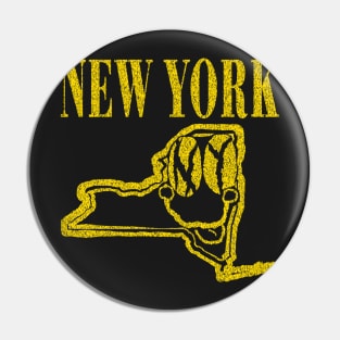 New York Grunge Smiling Face Black Background Pin