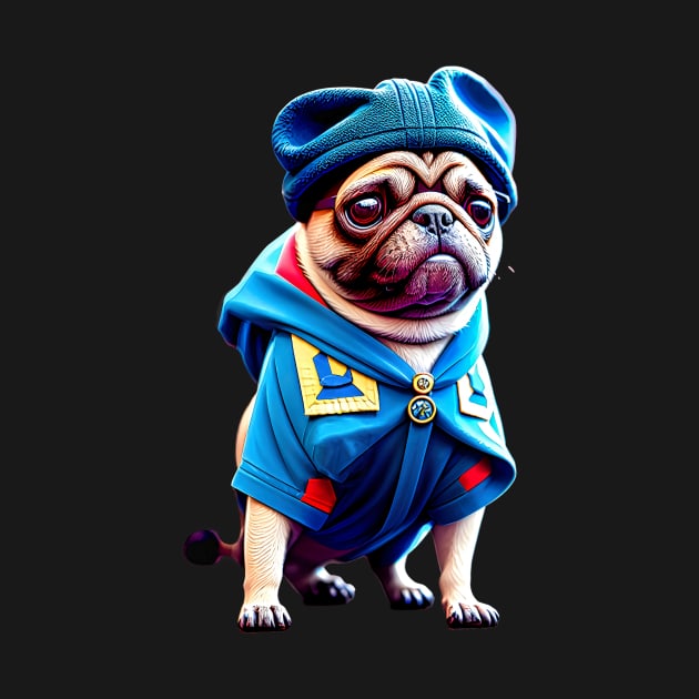 Cute Pug Wizard in Robe - Adorable Pug Dressed up as Wizard Costume by fur-niche