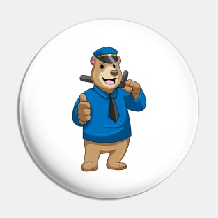 Bear as Police officer with Police hat Pin