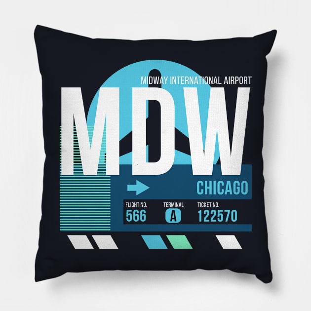 Chicago (MDW) Airport Code Baggage Tag Midway Pillow by SLAG_Creative