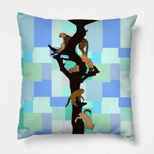 Cheetahs on a tree geometric design Pillow