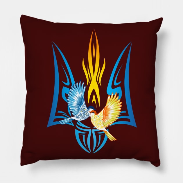 Trident and birds Pillow by xlhombat