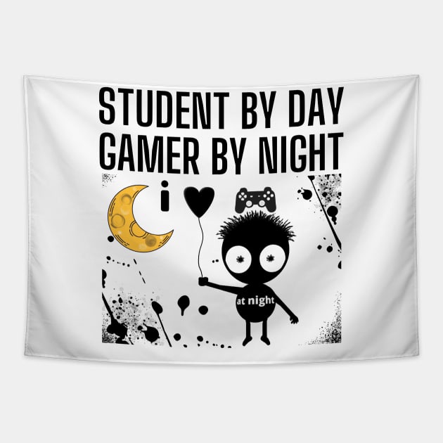 student by day gamer by night Tapestry by Wirrr4U