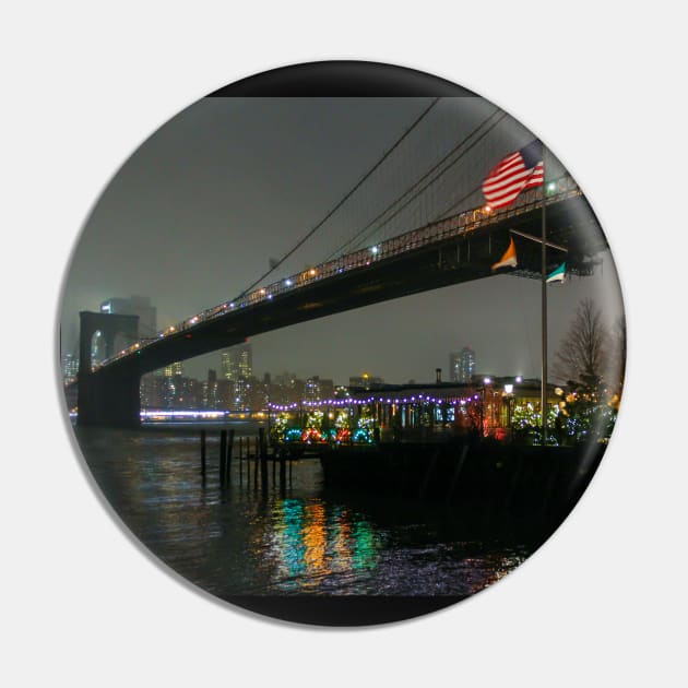Brooklyn Bridge & American Flag Pin by ShootFirstNYC