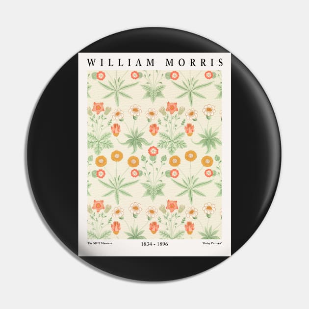 William Morris Exhibition Wall Art, Morris Daisy Pattern, Textile Design, Men Women Gift Pin by VanillaArt