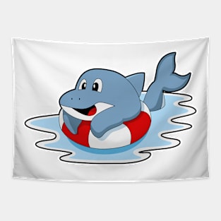 Dolphin at Swimming with Swim ring Tapestry