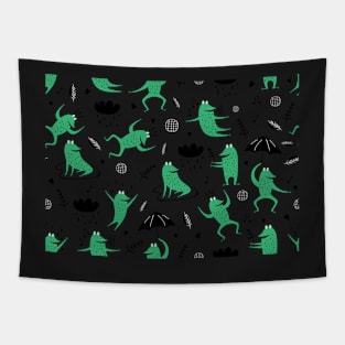 Frogs and Rain Clouds Tapestry