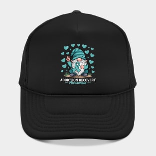 Month Teal Ribbon Gnome Addiction Recovery Awareness Hat