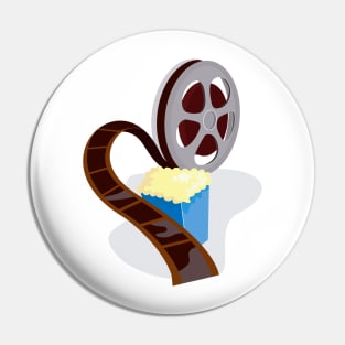 Movie Reel with Popcorn Retro Pin