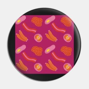 English breakfast pattern on pink Pin