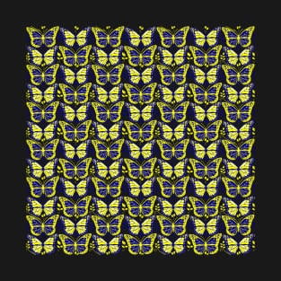 Down Syndrome Blue and Yellow Butterfly Pattern T-Shirt