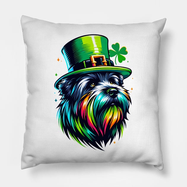 Bouvier des Flandres in Saint Patrick's Day Spirit Pillow by ArtRUs