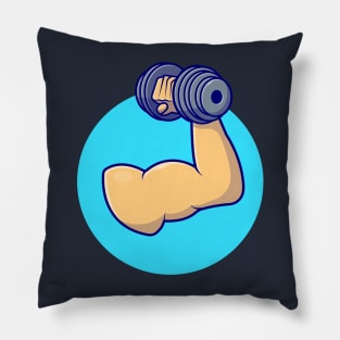 Hand Lifting Dumbbell Cartoon Vector Icon Illustration (2) Pillow