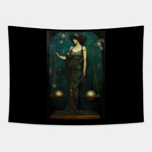 Libra the Scales Zodiac Illustration Tapestry