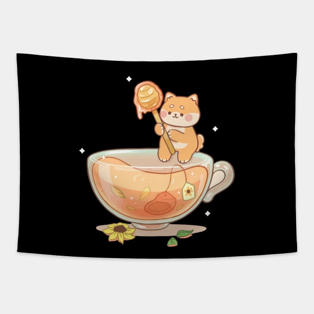 Shiba Honey Tea Cup Tapestry by stopse rpentine