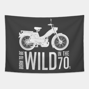 Born to be Wild in the 70's White Moped Tapestry