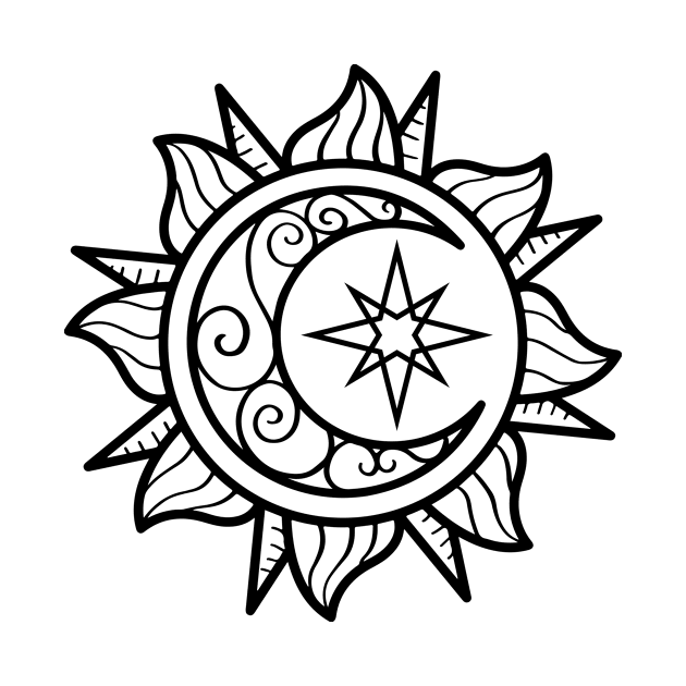 Bohemian Aesthetic Sun and Moon Celestial by Alex21