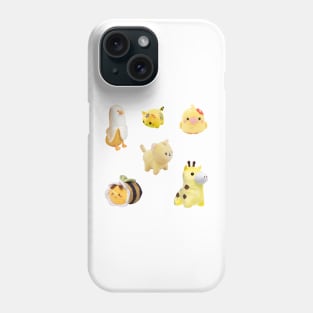 Yellow Kawaii Plushies Sticker Pack Phone Case