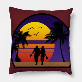 love walk under palm trees at the beach Pillow