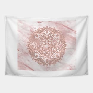 Rose gold mandala - pink marble II Tapestry