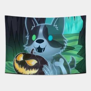 Spooky Ghost Corgi Tapestry