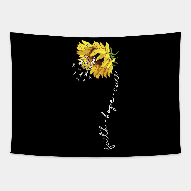 Faith Hope Cure Lung Cancer Awareness Sunflower White Ribbon Tapestry by thuylinh8