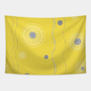 entry for the Yellow and Gray contest: stylized dandelions on a yellow background Tapestry