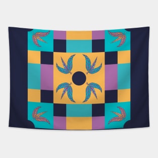 Peach and Aqua Blue floral pattern Tapestry