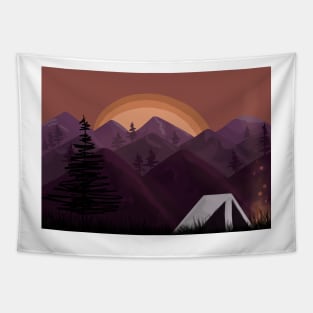 Purple Mountains Camping in the Evening Tapestry