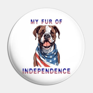 Boxer Funny USA Flag 4th of July Fur Of Independence Pin