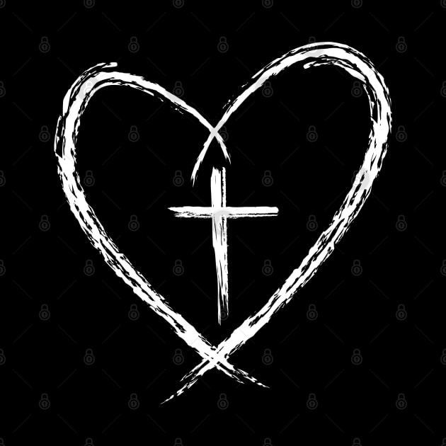 Stylish Cross In Heart Christian Jesus Religious Faith by AE Desings Digital